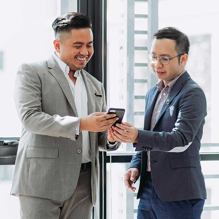 Service team meeting with clients